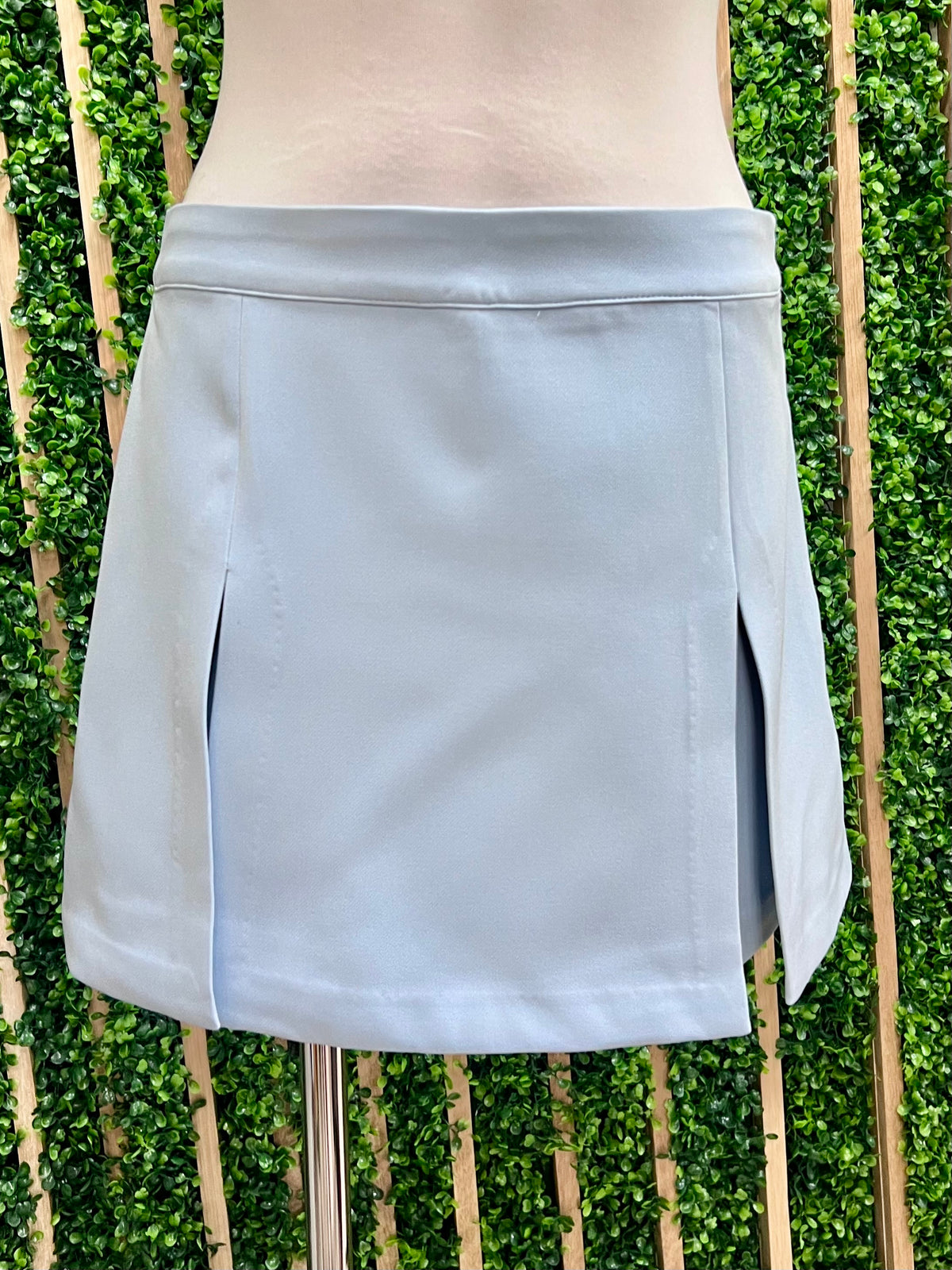 Light Blue Panel Slit Skort