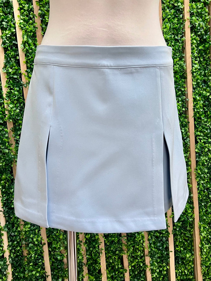 Light Blue Panel Slit Skort