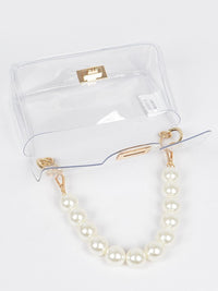 Clear Pearl Strap Clutch