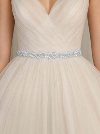 Marquise Stone Cluster Sash Ribbon Bridal Wedding Belt