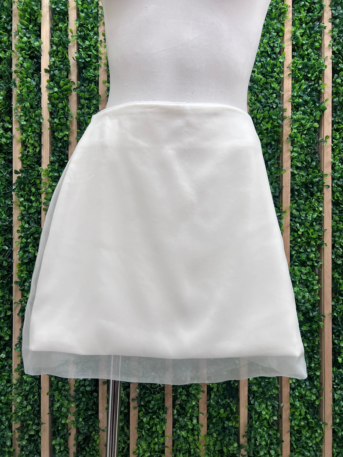 White Organza Overlay Short Skirt
