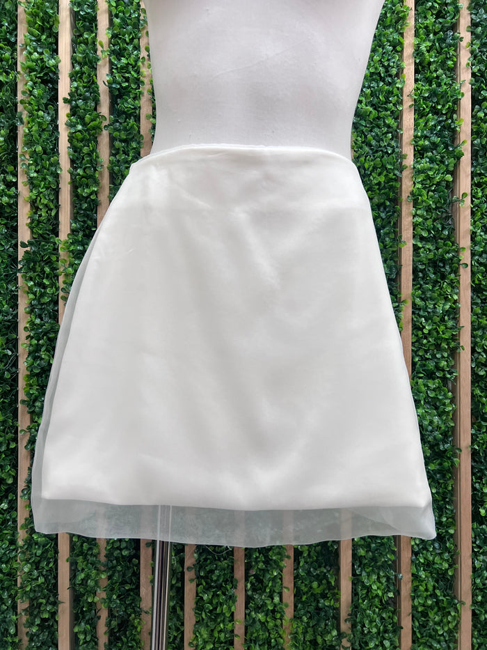 White Organza Overlay Short Skirt