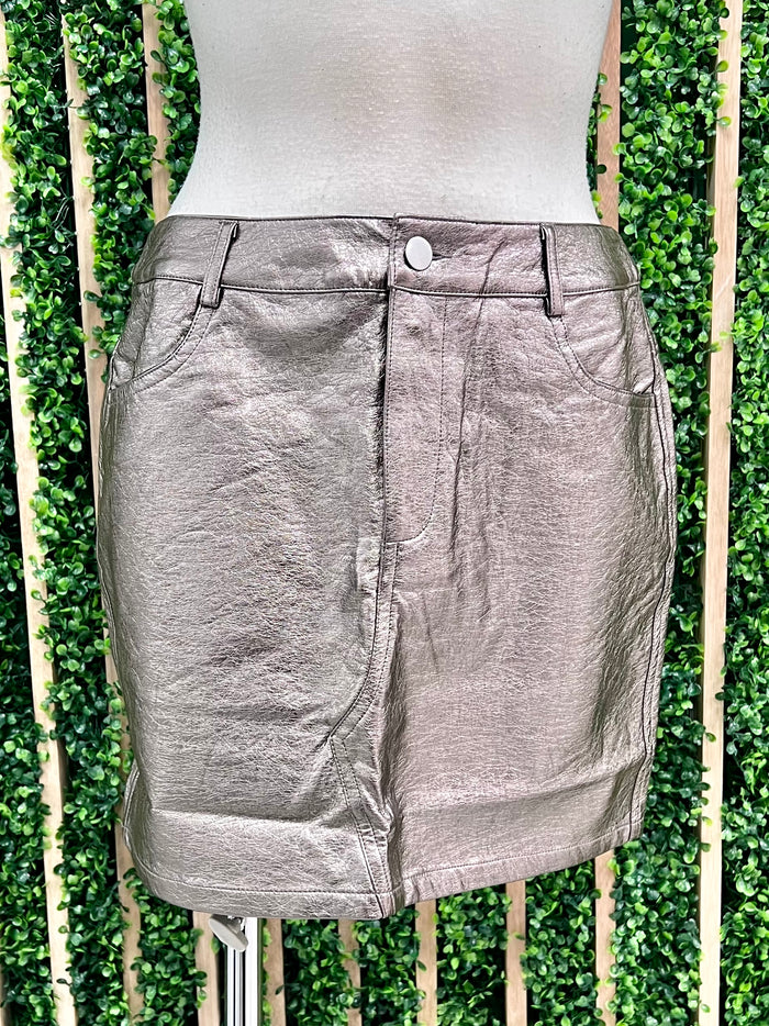 Gunmetal Pleather Skirt