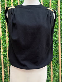 Side Brooch Sleeve Detail Knit Top