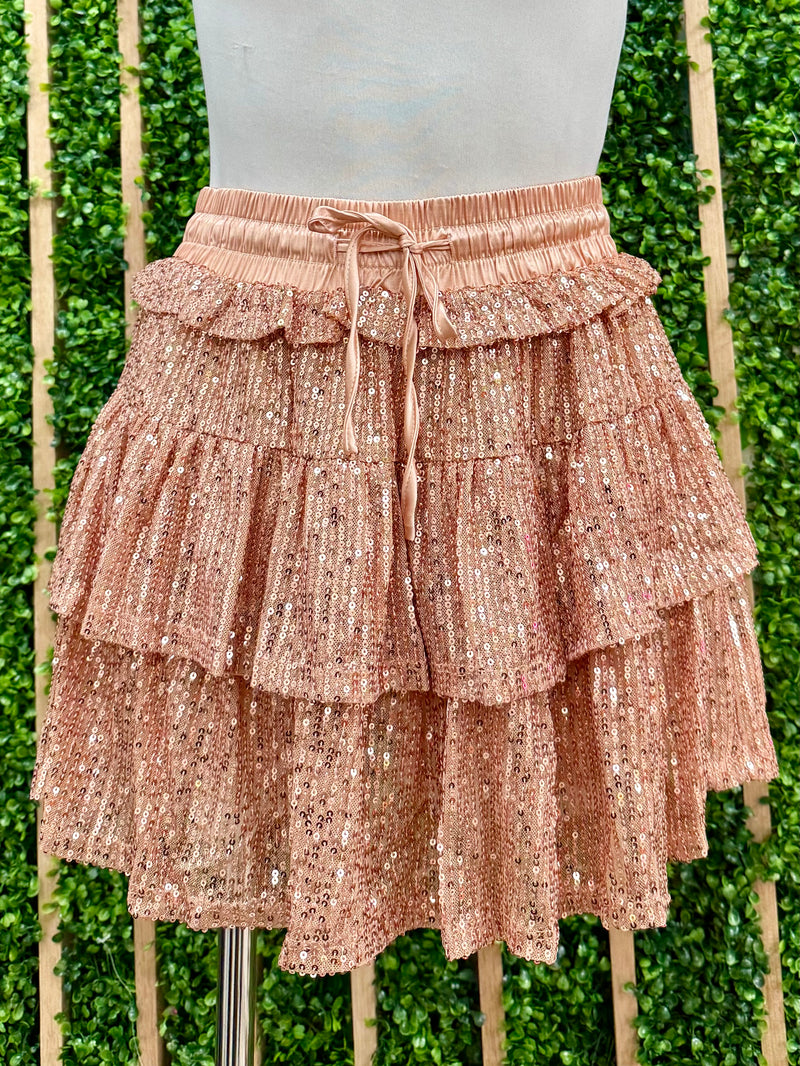 Sequin Ruffle Skort