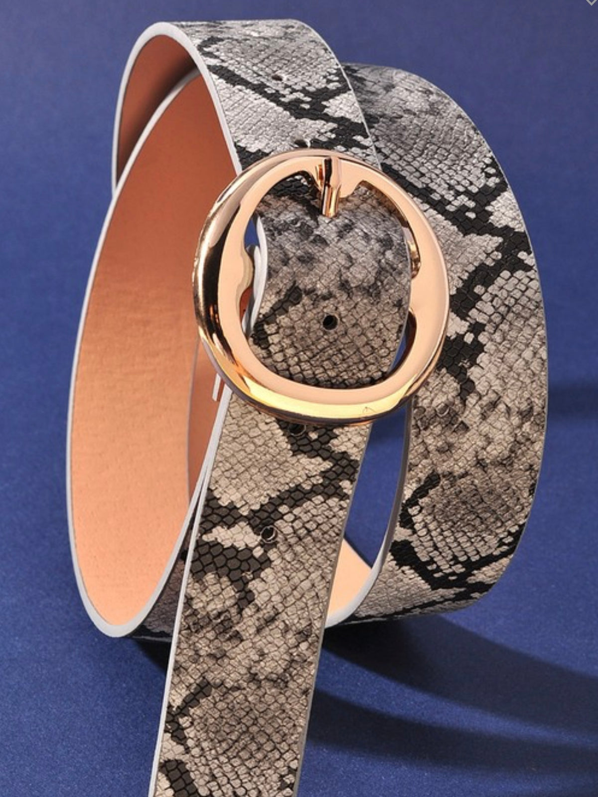 Snakeskin ROund Buckle Belt