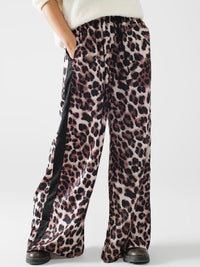 Black Side Stripe Leopard Pant