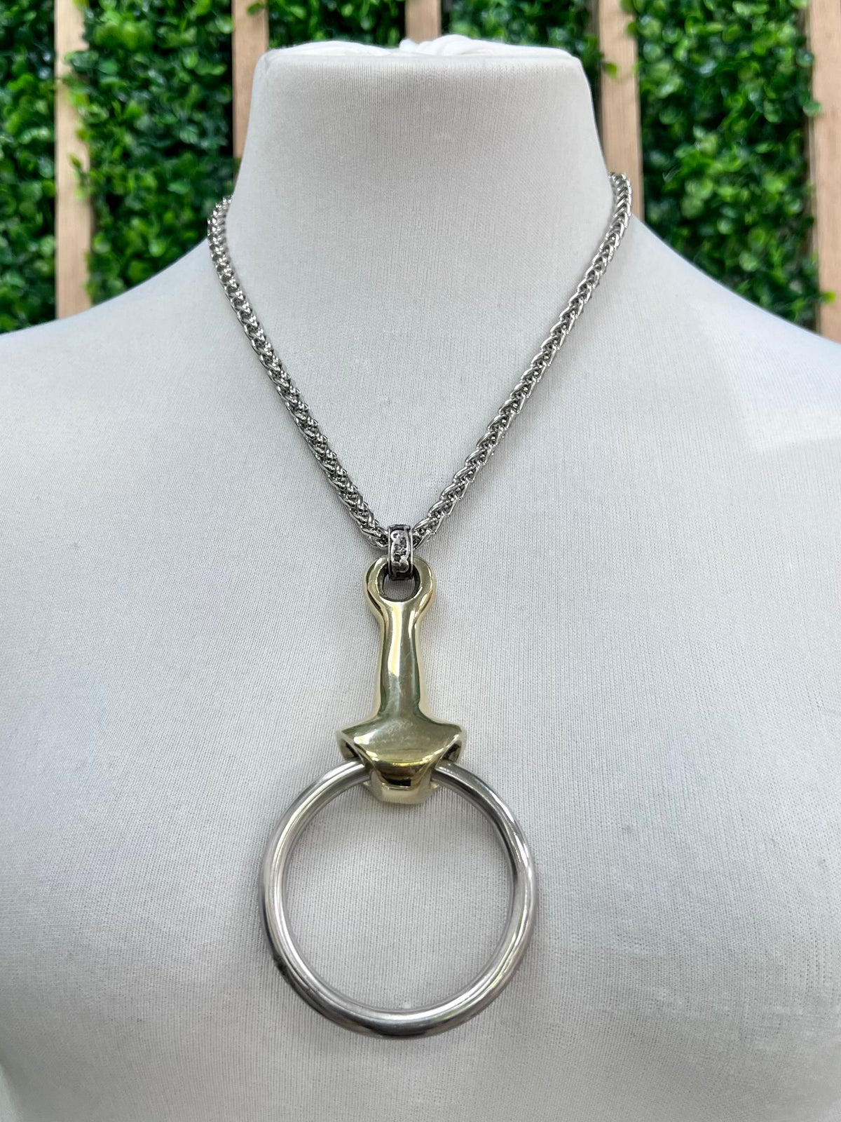 V2 Silver Gold Snaffle Long Necklace