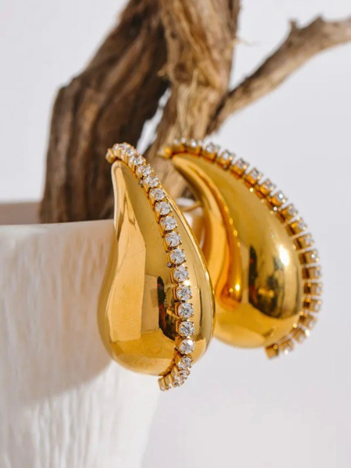 Stainless Steel Crystal Drop Earring