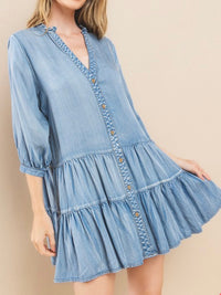 Light Tencel Tiered Denim Short Dress