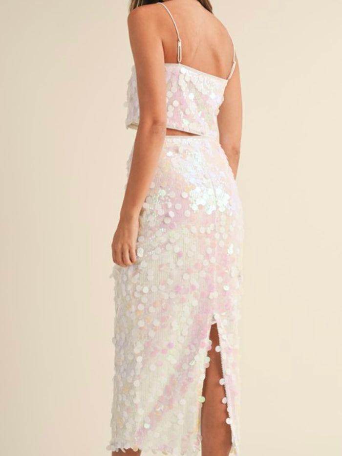 Iridescent White Midi skirt