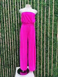 Pleated Strapless Jumpsuit