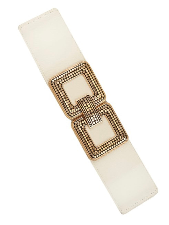 Dot Textured Double Squared Buckle Belt