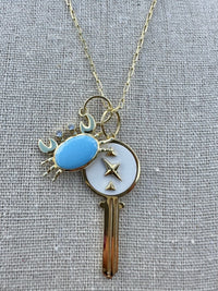 Crab Key Enamel Necklace