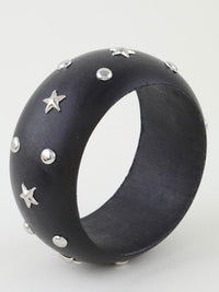 Starry Wide Dome Wood Cuff Bracelet