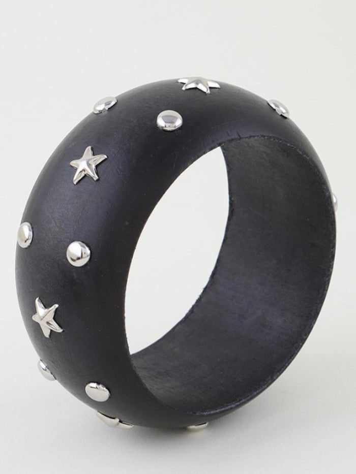 Starry Wide Dome Wood Cuff Bracelet
