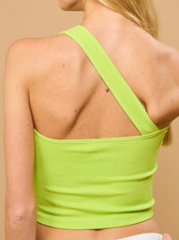 Rhinestone Buckle One Shoulder Basic Top