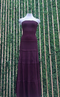 Beautiful Scallop Trim Strapless Pleated Dress