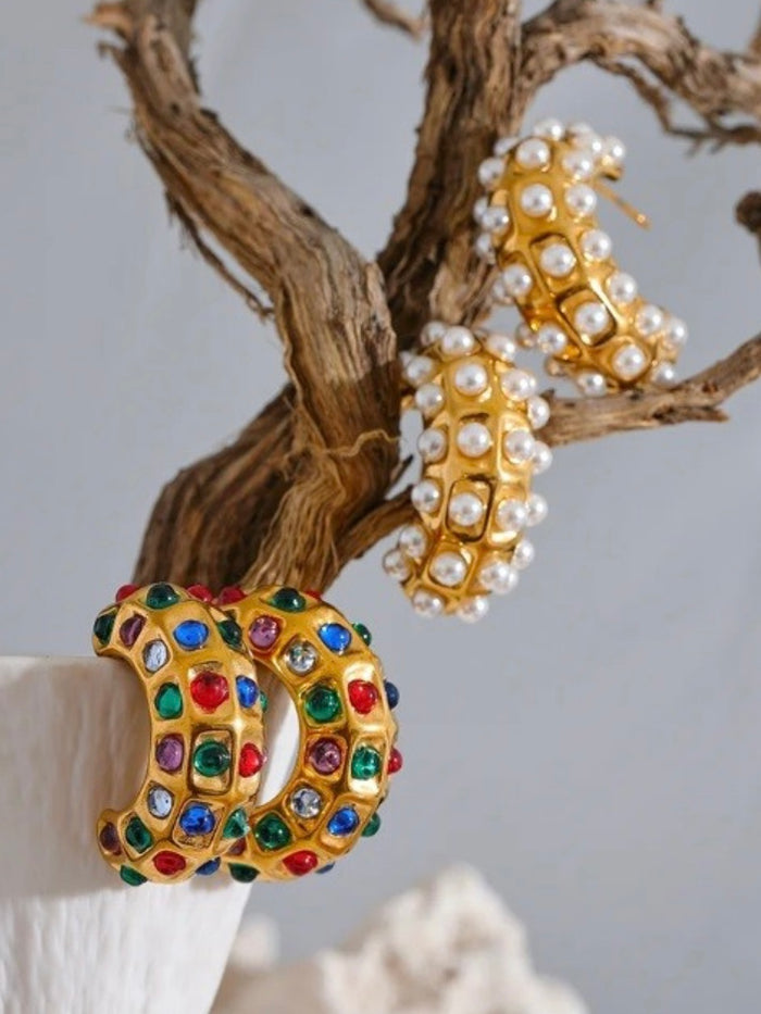 Multi Studded Open Hoop