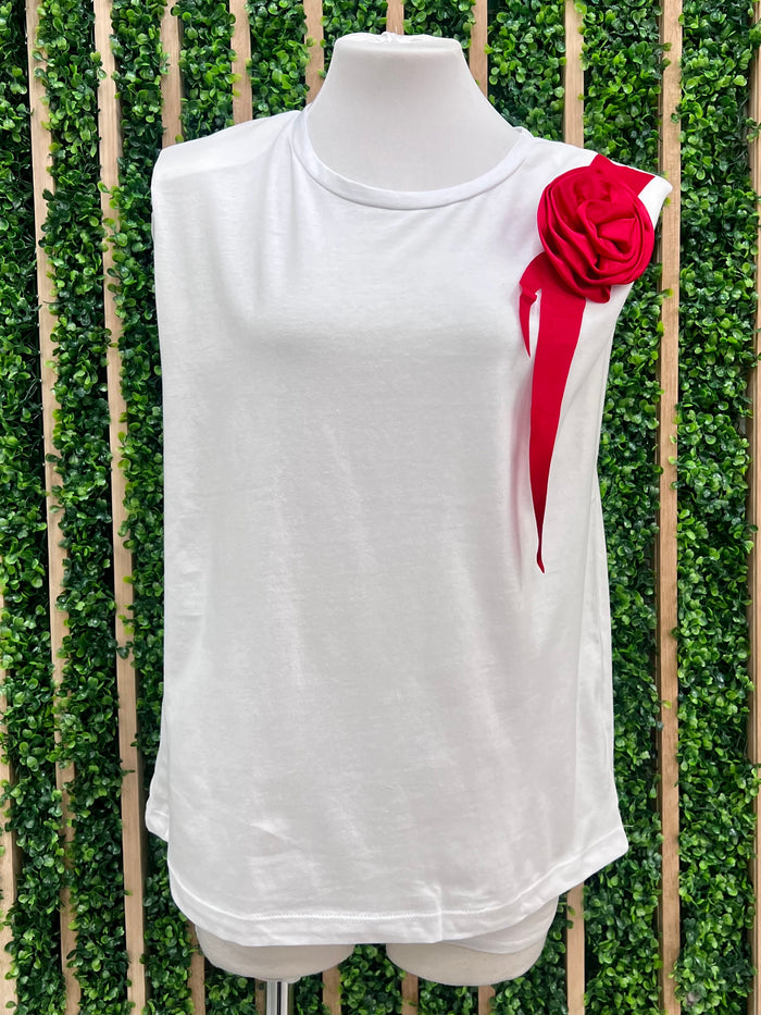 Red Flower Detail Shirt