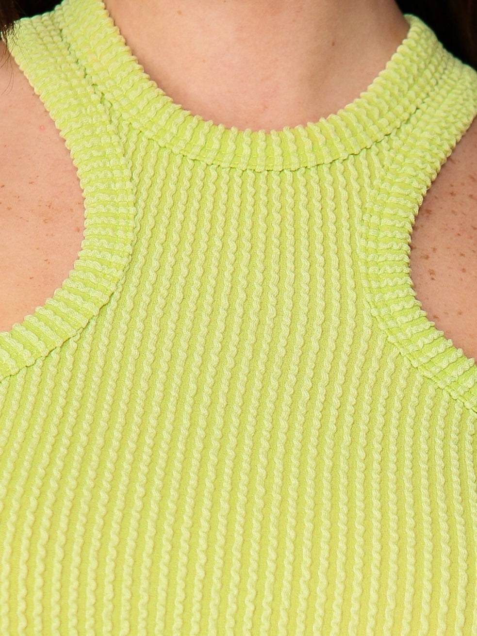 High Neck Textured Racerback Top
