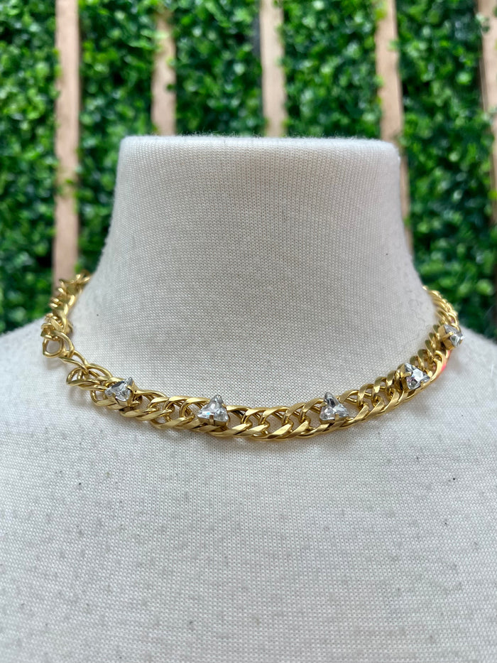 Yochi Triangle Crystal Necklace