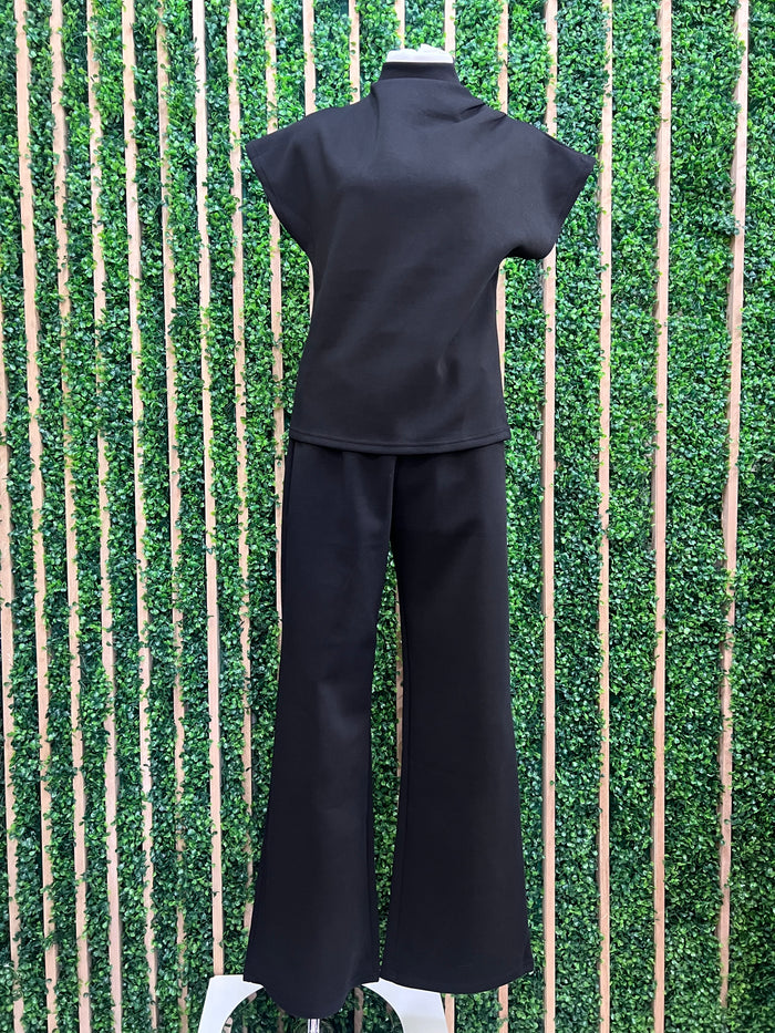 Black Modal High Neck Top