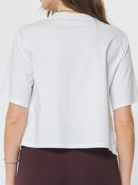 Lace Hem Short Sleeve Crop Shirt
