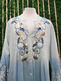 Italy Ombre Embroidered Midi Dress