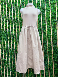 Sleeveless Mock Neck Midi Dress