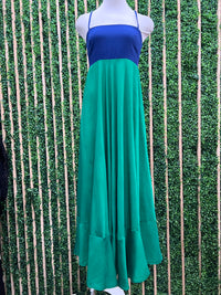 Beautiful Navy Green Block Maxi Dress