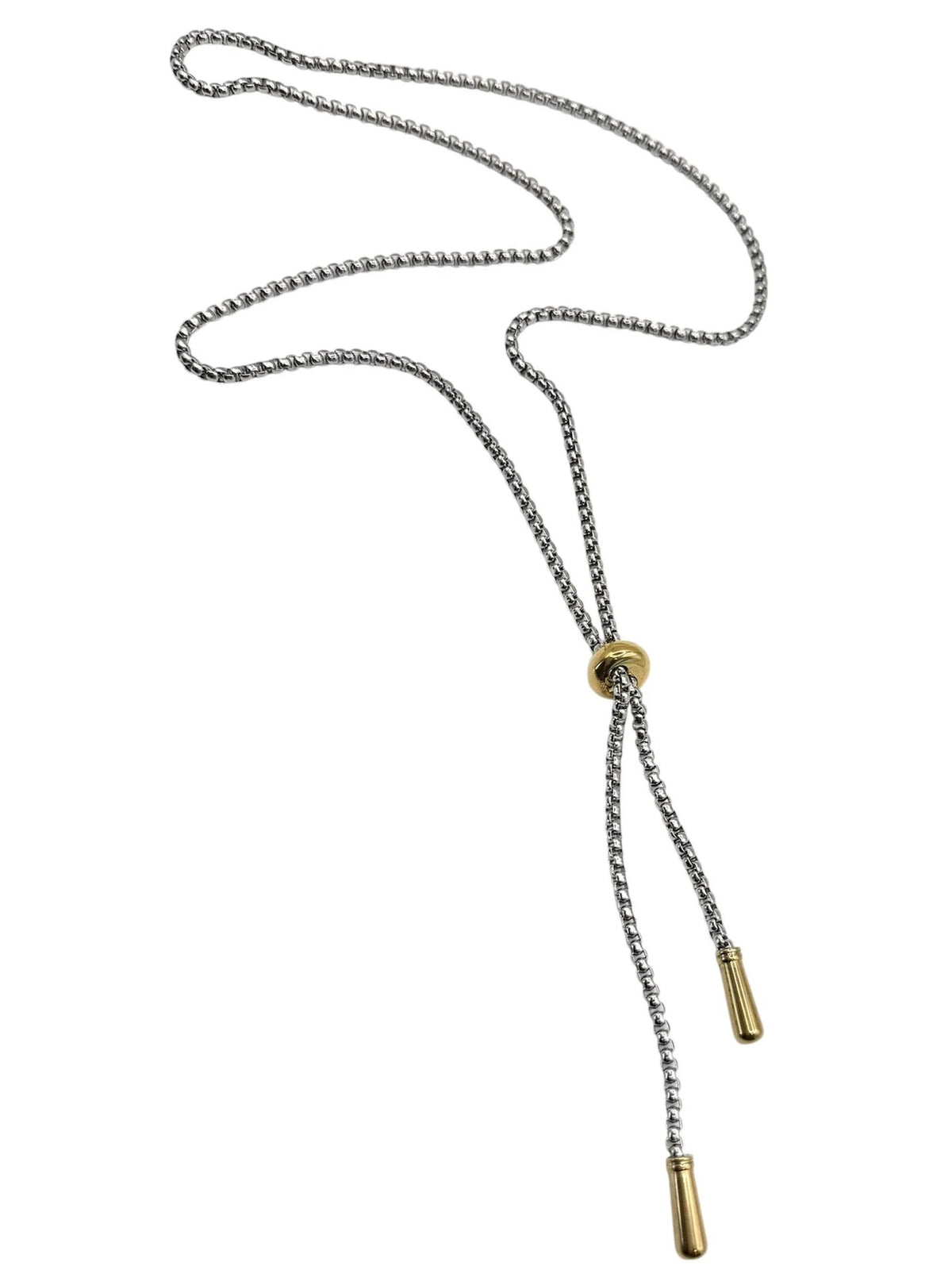 Two-Tone Adjustable Lariat Necklace