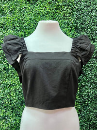 Ruffle Detail Square Neck Crop Top