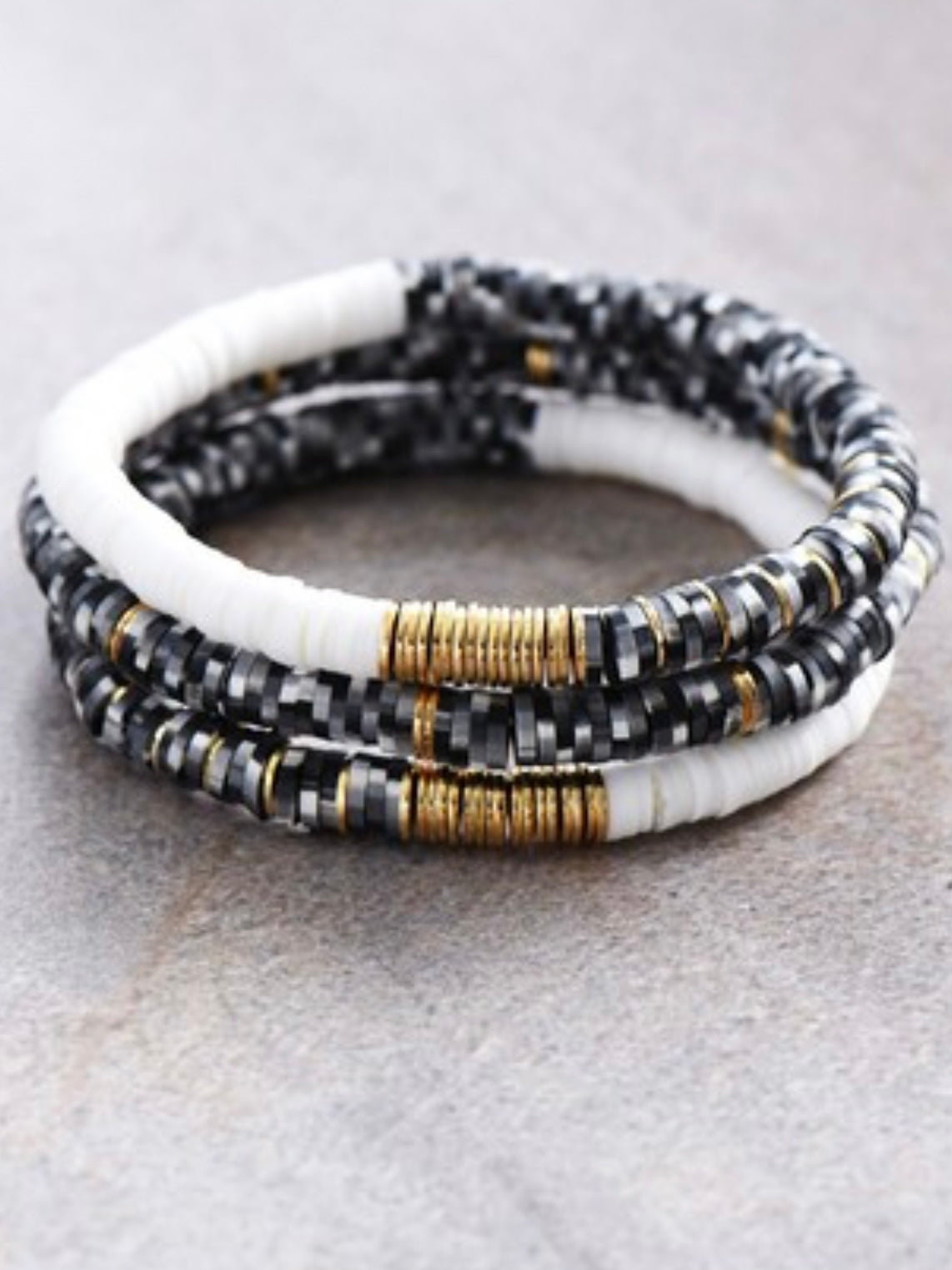 Rubber Flat Disc Bead Bracelet Set