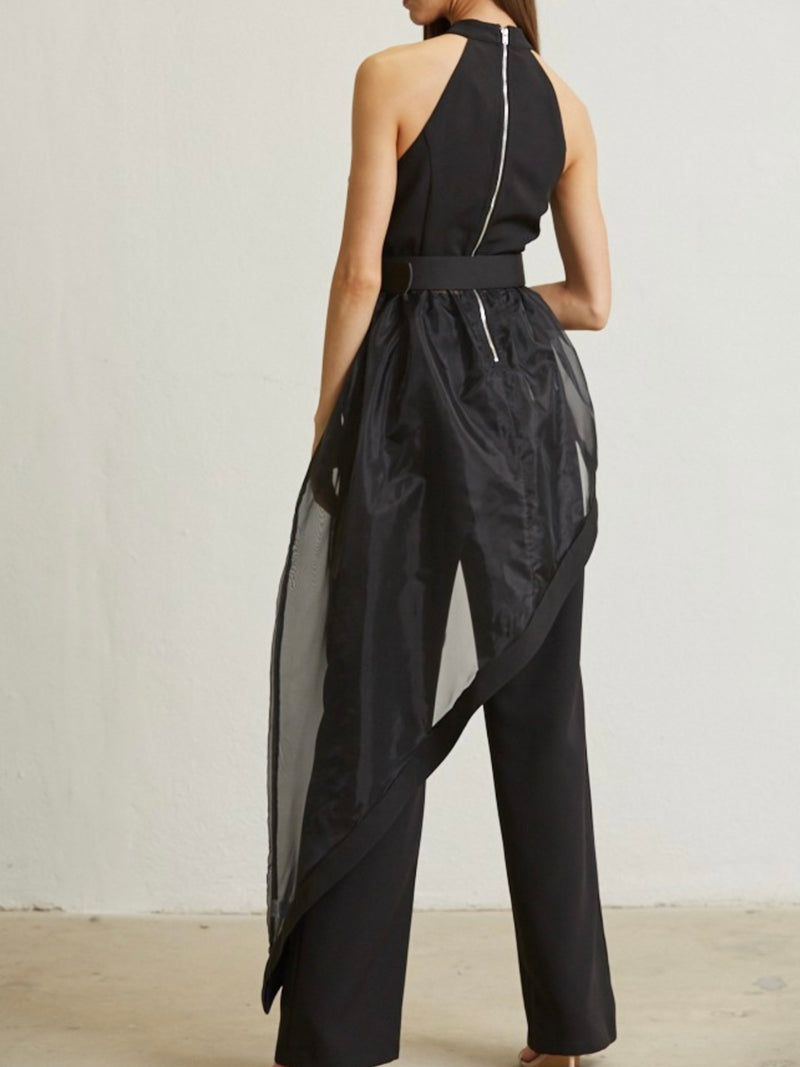 Exquisite Black Asymmetrical Skirt Jumpsuit