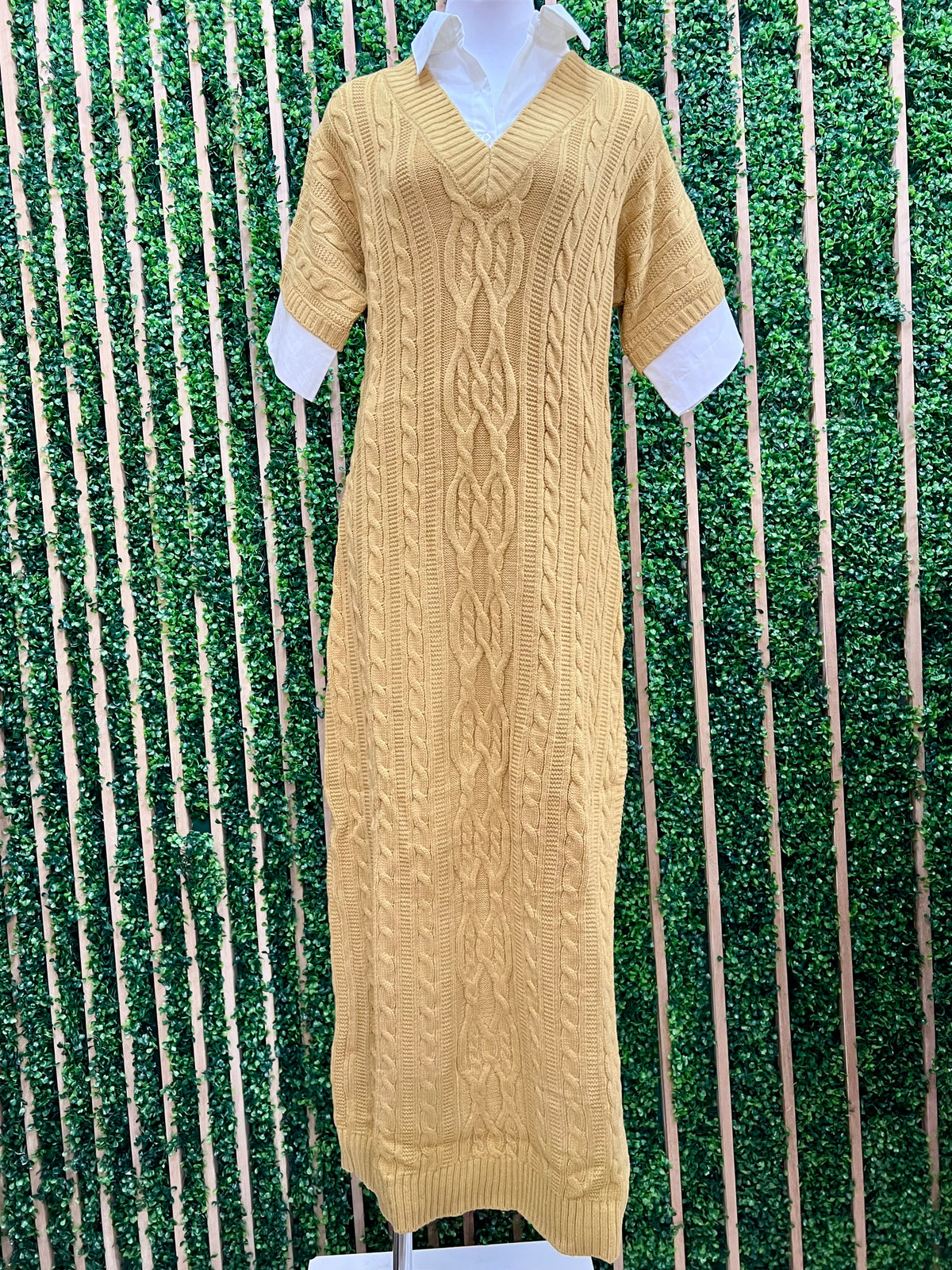 Golden Mustard Sweater Maxi Dress