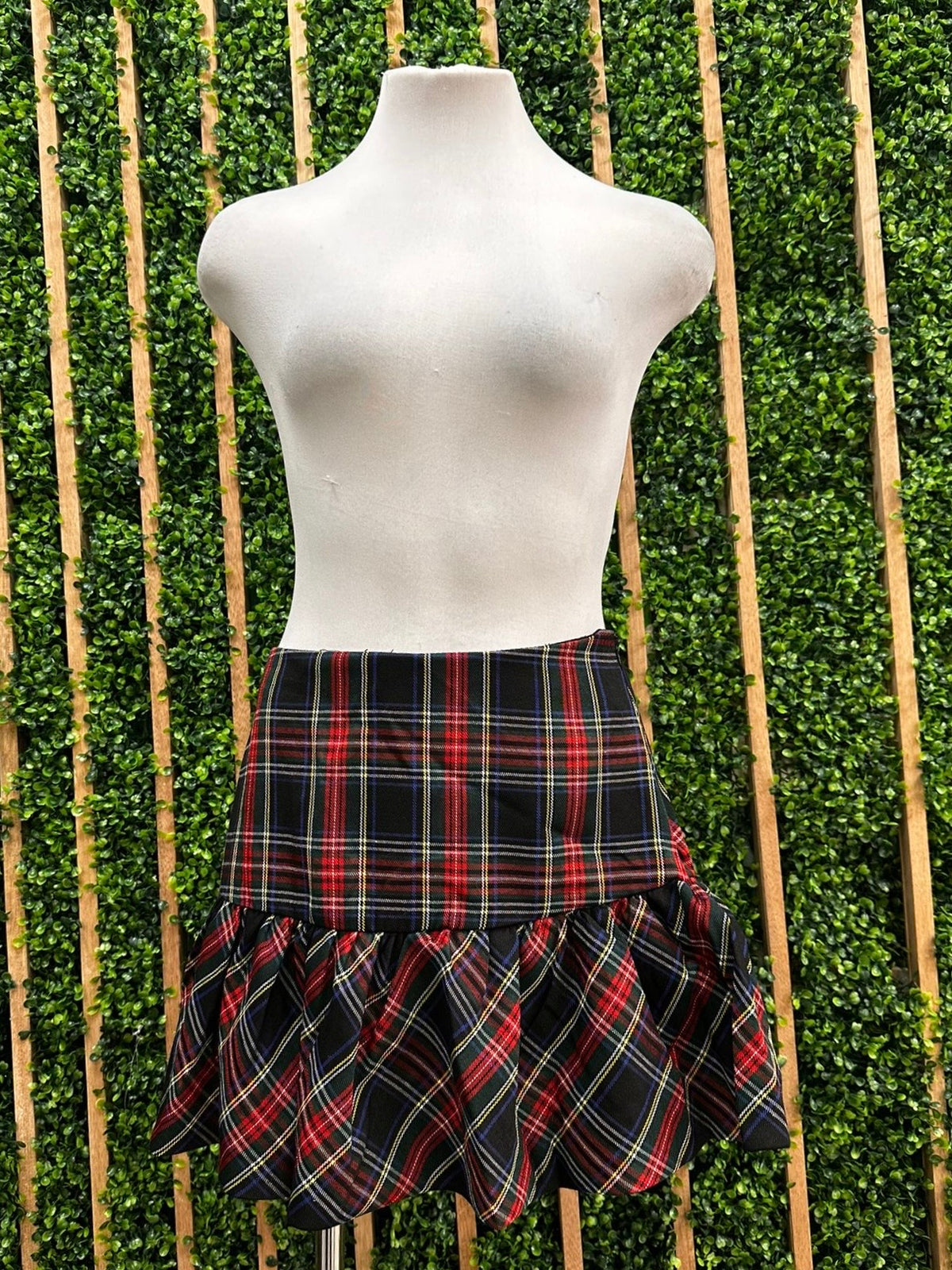 Checkered Plaid Balloon Skort