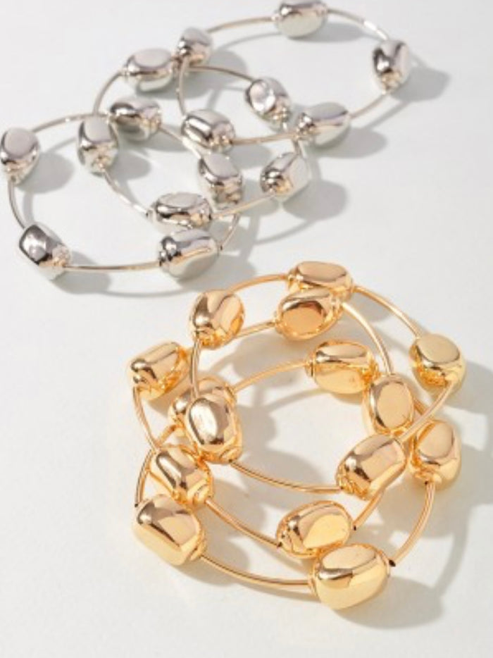 Polished Rustic Bead Bracelet Set