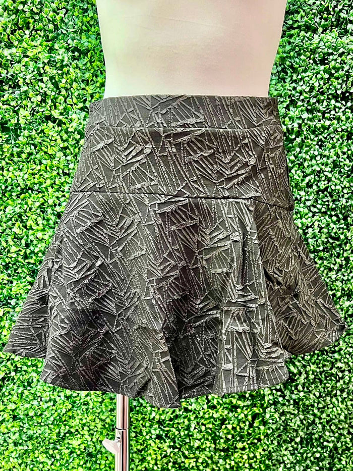 Elastic Waist Flared Short Skirt