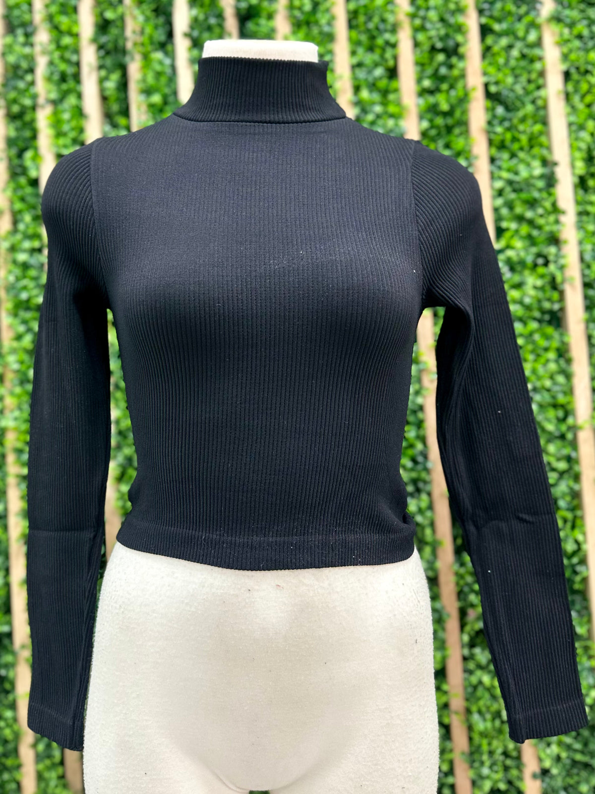 Thick Rib High Neck Long Sleeve Top