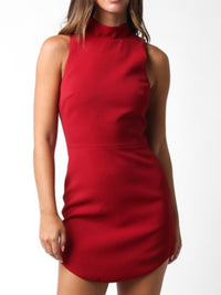 Scarlet High Neck Curve Hem Short Dress