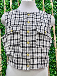 Black White Plaid Vest