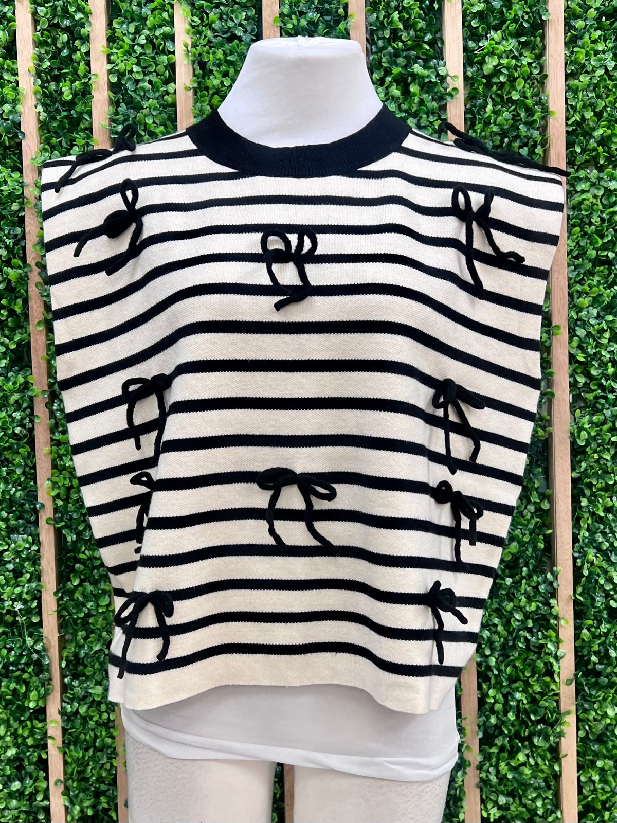 Bow Detail Striped Top