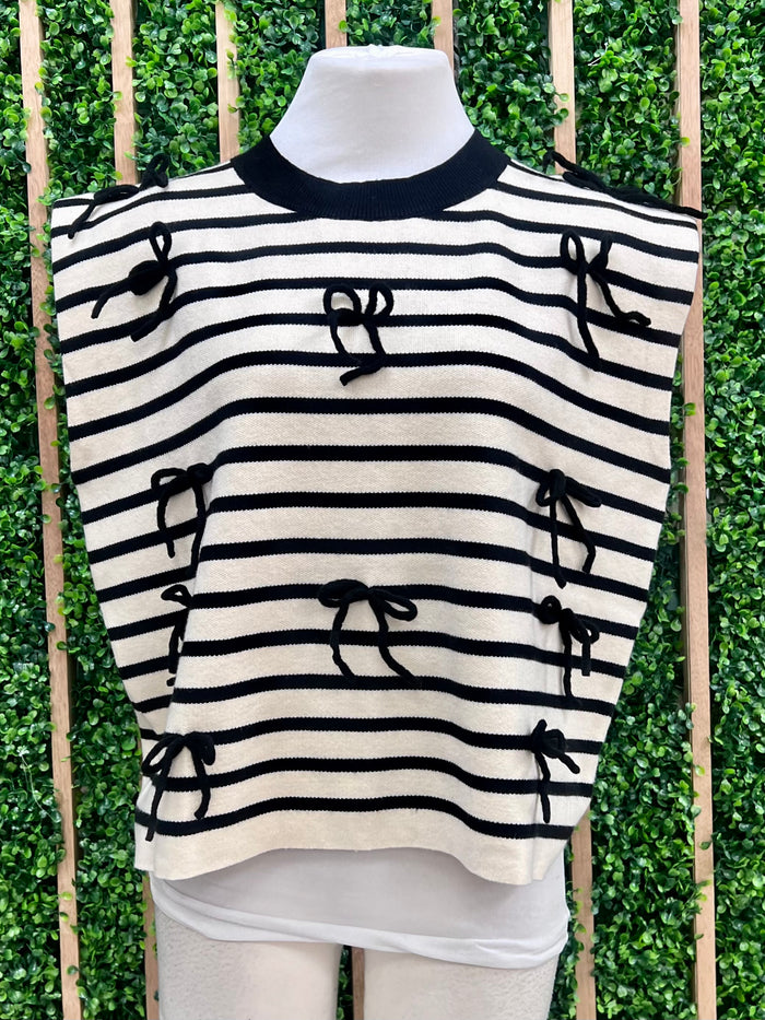 Bow Detail Striped Top