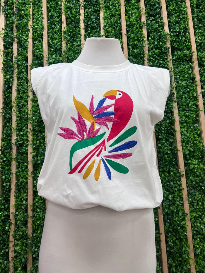Pretty Bird Print Bubble Top