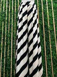 Black White Bias Satin Stripe Wide Leg Bottom