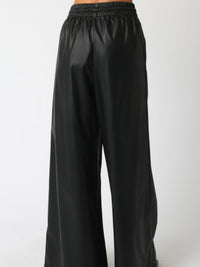 Elastic Waist Pleather Wide Leg Pants
