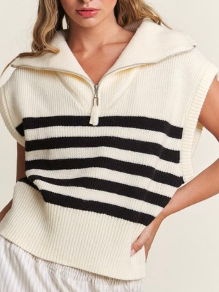 Bottom Striped Sleeveless Sweater