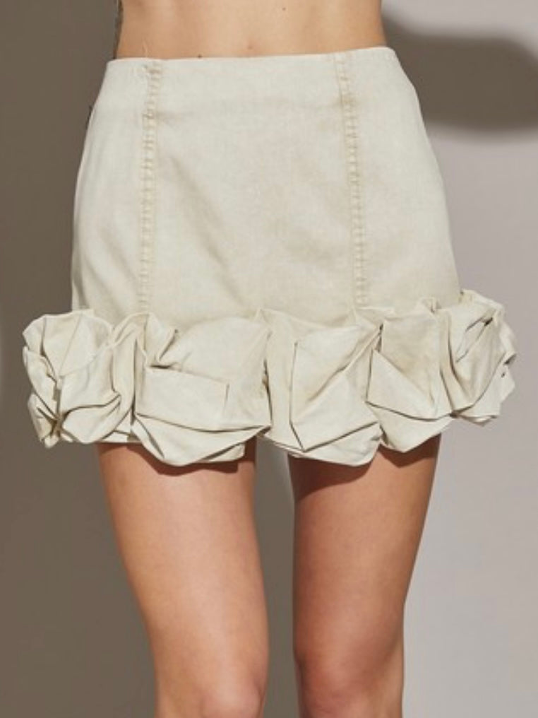 Ruffle Denim Mini Skirt