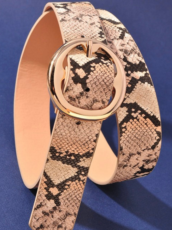 Snakeskin ROund Buckle Belt